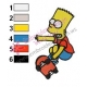 Bart Simpson Playing Wheels Embroidery Design